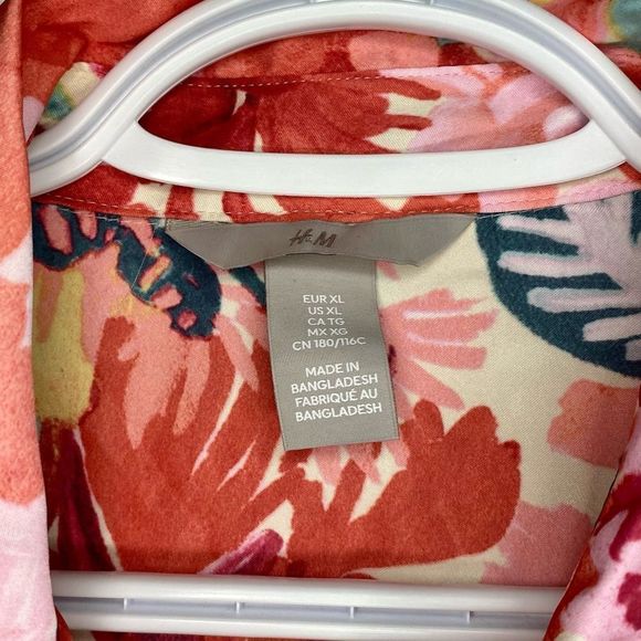 H&M floral button down shirt blouse - Picture 7 of 8